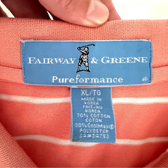 Men’s Golf Shirt Polo Short Sleeve Peach Stripe - Picture 5 of 5